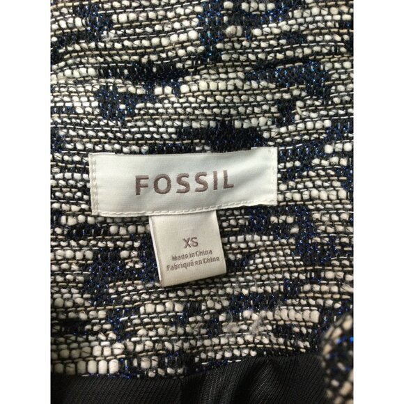 Fossil Women Arlene Blazer Bomber Jacket Full Zip Pockets Zipper Sleeves Size XS - Picture 8 of 9